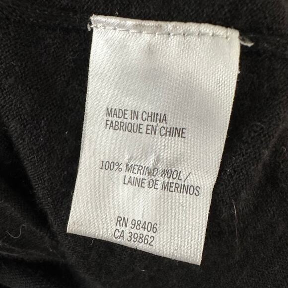 Theory Black Merino Wool Soft Light Weight Cowl Short Sleeve Sweater Dress Small - Picture 6 of 6